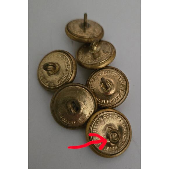 Vintage Military Buttons Lot of 6 by Waterbury Button Co - Picture 6 of 8